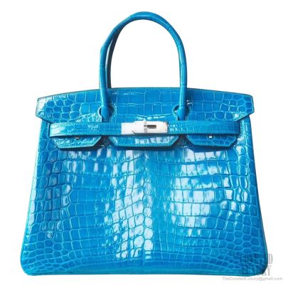 Hermes Birkin 25 Blue Zellige Shiny Croc leather PHW, Women's Fashion, Bags  & Wallets, Tote Bags on Carousell