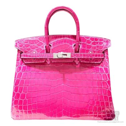 Hermes Birkin 25 Bag j5 Rose Scheherazade Shining Niloticus Croc SHW