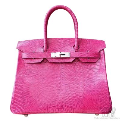 Hermes Birkin 25 Bag 5j Fuschia Pink Lizard SHW