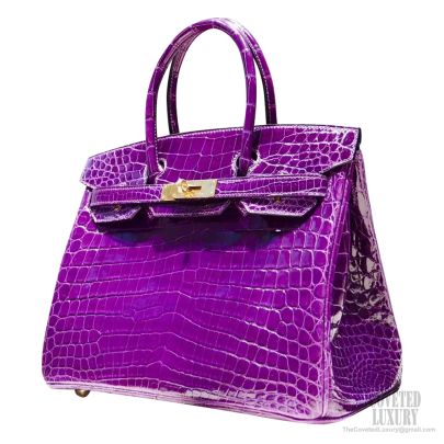 Hermes Birkin 30 Bag 5l Ultra Violet Shining Niloticus Croc GHW