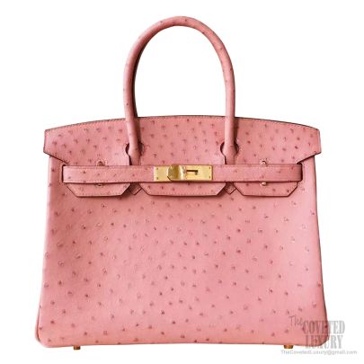 Hermes Pink Terre Cuite GHW Ostrich Birkin 30 Handbag - MAISON de LUXE