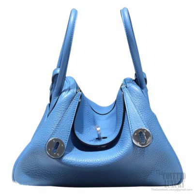 HERMES PHW Birkin 30 Hand Bag Taurillon Clemence 2T Bleu Paradis Blue