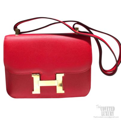 A ROUGE CASAQUE EPSOM LEATHER CONSTANCE 23 WITH GOLD HARDWARE, HERMÈS, 2017