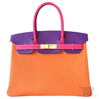 Kelly 35 bag in purple leather