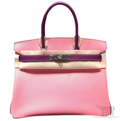 Hermes Horseshoe Birkin 35 Bi-color Rose Confetti Epsom Silver