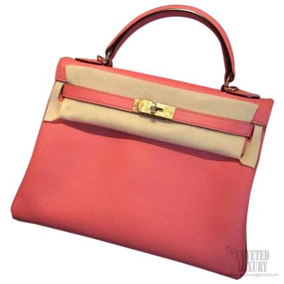 Hermes Kelly 32 Rose Lipstick Epsom GHW