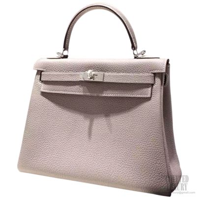 Hermes Kelly 28 Gris Tourterelle CK81 Togo Leather SHW