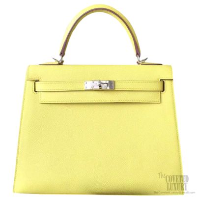 Hermes Kelly 25 Soufre C9 Epsom Leather Handstitched SHW