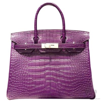 Hermes Amethyst Purple Crocodile Birkin 35 Bag