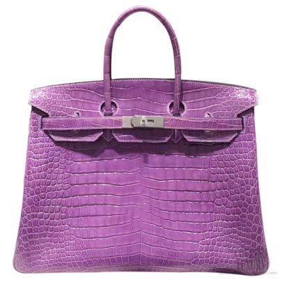 Hermes Birkin 35 Bag Violet Crocodile SHW