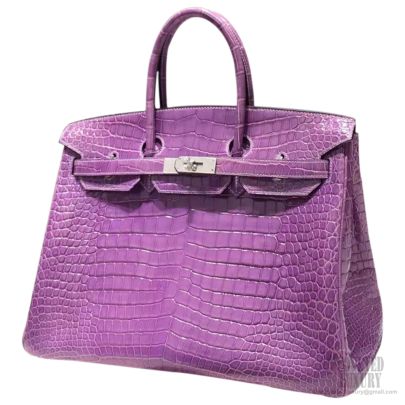 Hermes Amethyst Purple Crocodile Birkin 35 Bag