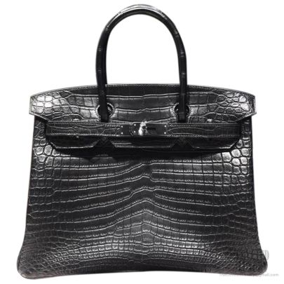 Hermes Birkin 35 Bag Black Crocodile SHW