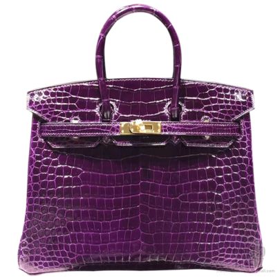 Hermès Amethyst Crocodile Porosus Lisse Birkin 30 QGB0Q2RLUB000