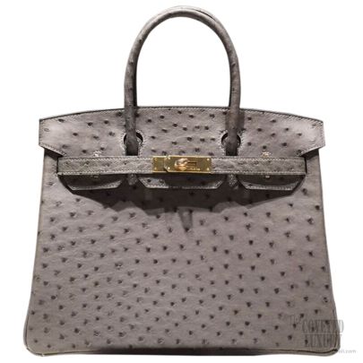 Hermes Birkin 35 Bag Mousse Gray Ostrich GHW