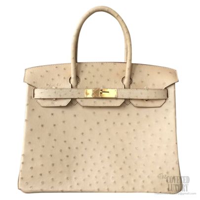 Hermès Birkin 35 Ostrich Parchemin Bag PHW