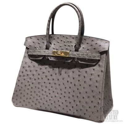 Hermes  Birkin 30 Grey Tourterelle Ostrich - Buy & Consign Authentic  Pre-Owned Luxury Goods
