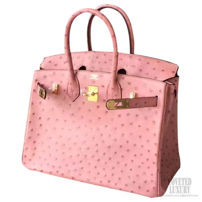 Hermes Pink Terre Cuite GHW Ostrich Birkin 30 Handbag - MAISON de LUXE