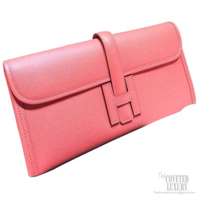 Hermes Jige Elan Clutch Black Epsom Leather