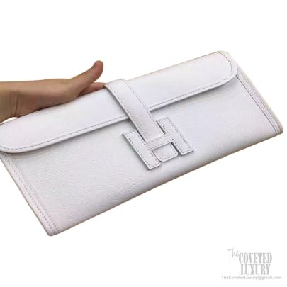 HERMES JIGE Clutch bag chic White EPSOM RARE new at 1stDibs