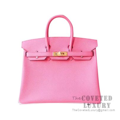 Hermes Birkin 25 Handbag CC10 Craie And 8W Rose Azalee Epsom GHW