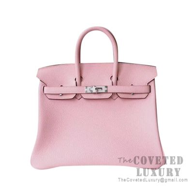 Hermes Rose Sakura Birkin 25 Handbag Bag