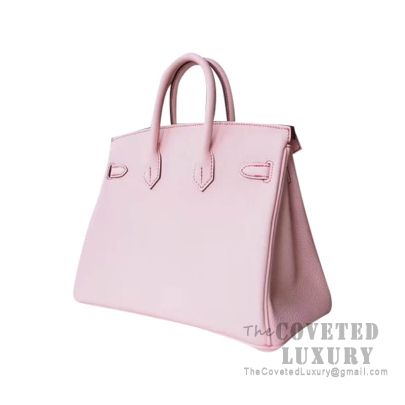 Hermes Birkin 25 Handbag 3Q Pink Sakura And Q5 Rouge Casaque Togo GHW
