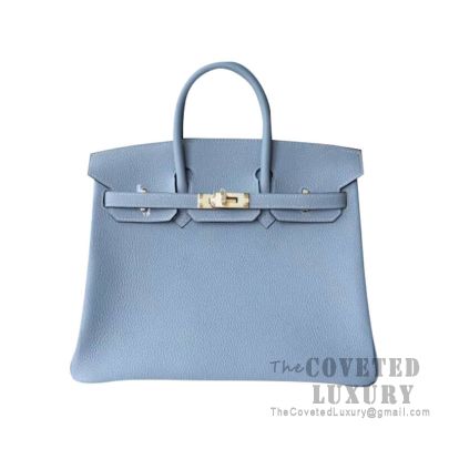 Hermes Birkin 25 Handbag J7 Bleu Lin Togo GHW