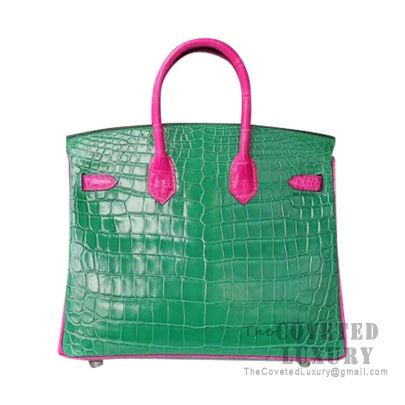 Hermes Birkin 25 Handbag J5 Rose Scheherazade Shiny Alligator SHW