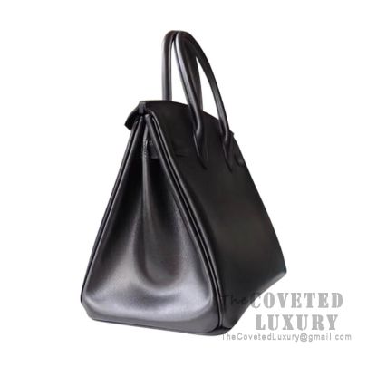 Hermes So Black Birkin 30 Bag 89 Noir Box SHW