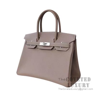 Hermes Birkin bag 30 Etoupe grey Epsom leather Gold hardware