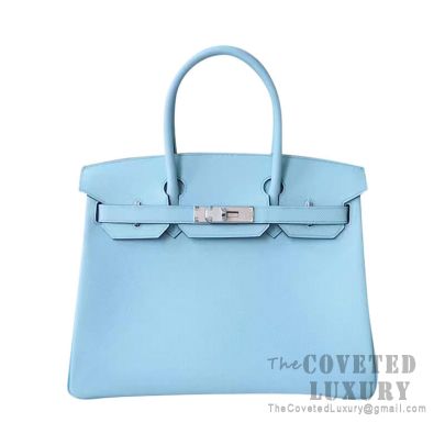 Hermes Birkin 30 Bag U2 Blue Zephyr Epsom SHW