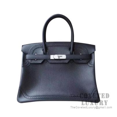 Hermes Birkin 30 Bag 89 Noir Swift And Canvas SHW