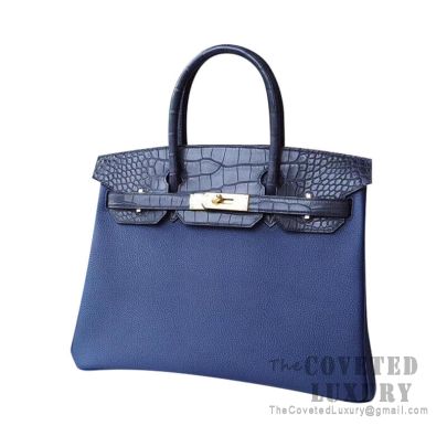 We love unique bags!💙 That is why we got this Limited Edition Matte  Alligator Birkin 30 Touch in Blue Marine and Blue Sapphire Novillo…