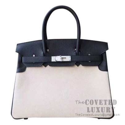 Hermes Birkin 30 Bag 89 Noir Swift And Canvas SHW