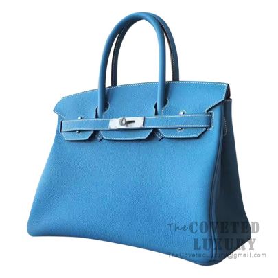 Hermes Birkin 30cm Togo CK75 牛仔蓝 Blue Jean 银扣 全手工蜜蜡线缝制