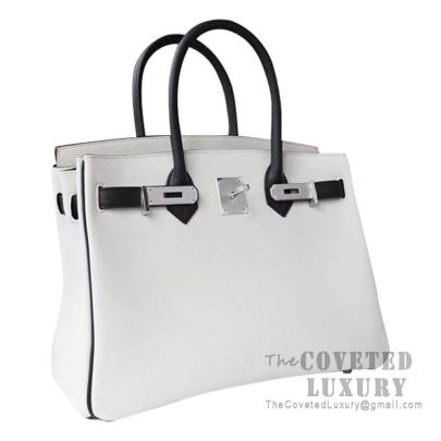 Hermes Birkin 25 Handbag 01 Blanc And 89 Noir Togo SHW