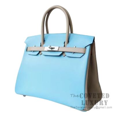 Hermes Birkin 30 Bag Blue Celeste Gold Hardware Epsom Leather