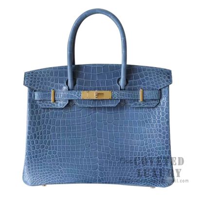 Birkin 30 Porosus Crocodile Blue Tempete