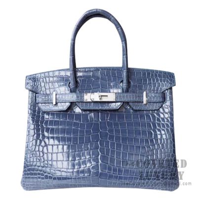 Hermes blue store crocodile bag
