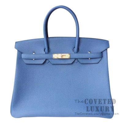 Hermes Gris Mouette 35cm Togo Birkin Blue Agate Verso Limited Editio -  Chicjoy