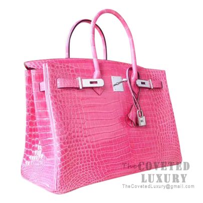 Hermès Shiny Porosus Crocodile Birkin 35 - Pink Handle Bags, Handbags -  HER541268