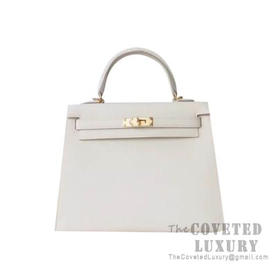 Hermes Kelly 25 Bag cc10 Craie Epsom GHW