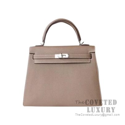 Hermes Kelly 28 Etoupe CK18 Togo Leather SHW