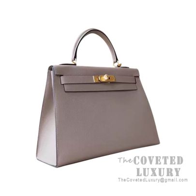 Hermes Kelly 25 Handbag M8 Gris Asphalt Epsom GHW