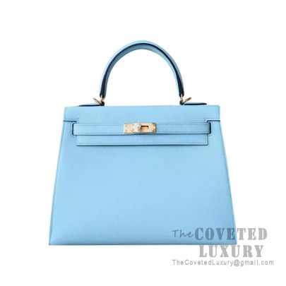 Hermes Birkin 25 Handbag U2 Blue Zephyr Epsom SHW