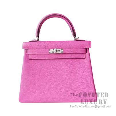 Hermes Kelly 25 Handbag 9I Magnolia Togo SHW