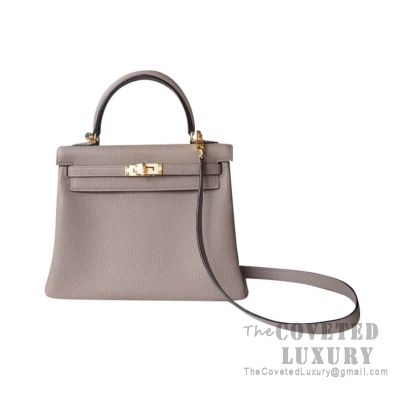 Hermes Authentic 28 cm Hermes KELLY Bag ETAIN Grey Togo Leather New in Box