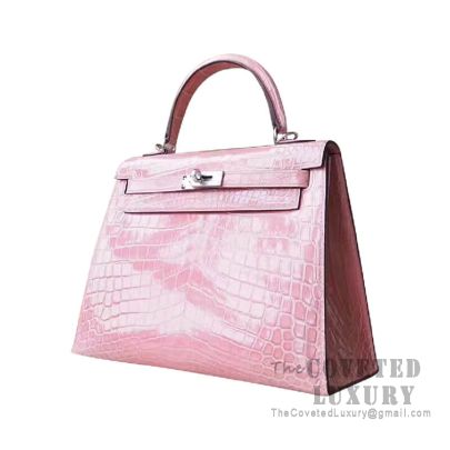 Hermes Kelly 25 Bag CC94 Terre Cuite Shiny Niloticus SHW