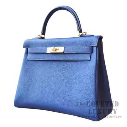 Hermes Kelly 25 Handbag CC73 Blue Saphir Togo SHW