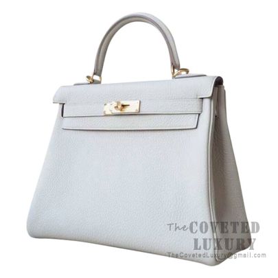 Hermes Kelly 28 Handbag CC80 Pearl Grey Togo GHW